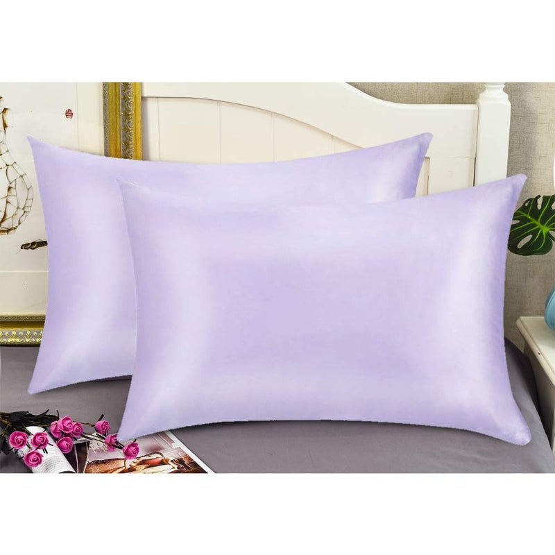 Jocoku 100% Mulberry Silk Pillowcases Set of 2 for Hair and Skin and Super Soft and Breathable Queen Size Nature Silk Pillowcases (Queen, Light Purple) - Image 5